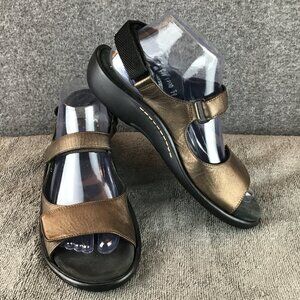Wolky Salvia Open Toe Leather Walking Sandals Sz 39 Metallic Bronze